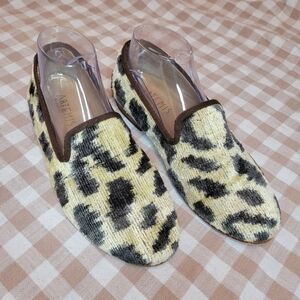 Artemis Design Co. Leopard-Print Cream and Black Velvet Loafers